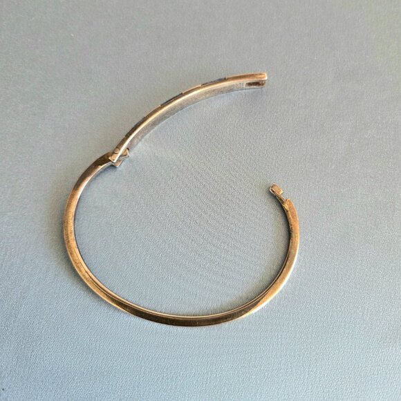 Vintage Peruvian Silver 950 Bracelet Hoop with Inlayed Lapis Lazuli. - Picture 8 of 10